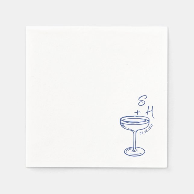 Hand plockade-minimalistisk enkel Cocktail Bröllop Pappersservett (Framsidan)