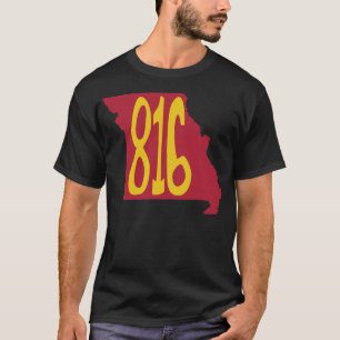 Hand plockade Missouri State 816 Area Code Red Gul T Shirt