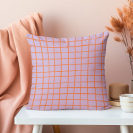 Hand plockade Modern Lila och Vermilion Grid Kudde