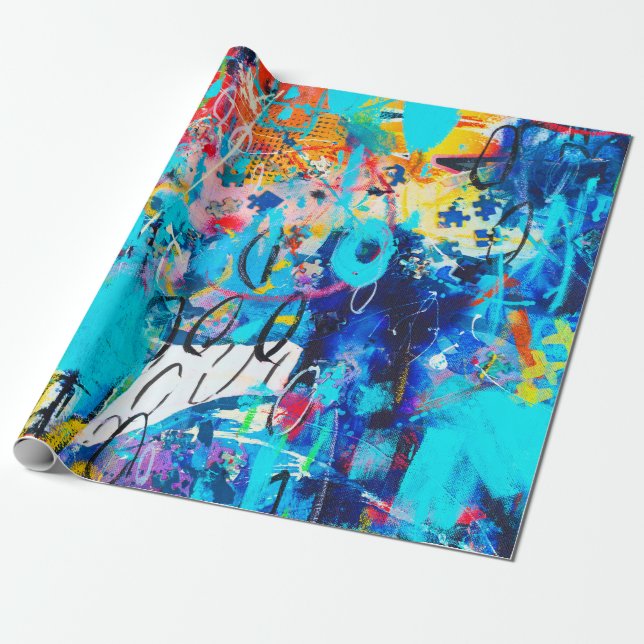  Hand plockade moderna multifärgade, blandade medi Presentpapper (Utrullad)