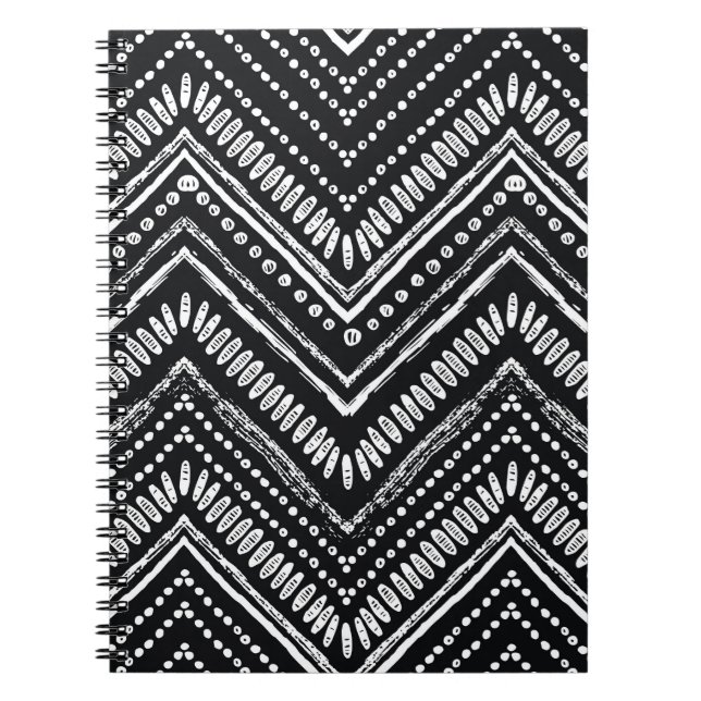 Hand plockade mönster. Förbindelse Zigzag och rand Anteckningsbok (Framsidan)