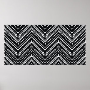 Hand plockade mönster. Förbindelse Zigzag och rand Poster