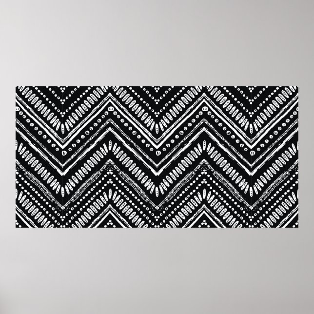 Hand plockade mönster. Förbindelse Zigzag och rand Poster (Framsidan)