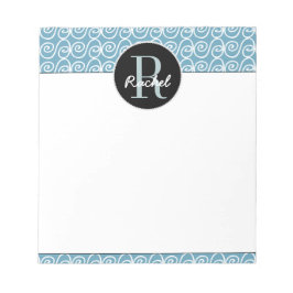 Hand plockade Mönster på Teal, Monogrammed Anteckningsblock