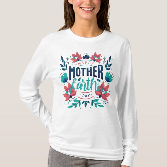 Hand plockade Mor Earth Day Design-23184 Hoodie T Shirt (Framsida)