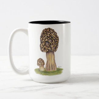Hand plockade Morel Mushroom Två-Tonad Mugg