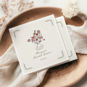 Hand plockade Muted Red Sage Blommigt Urn Möhippa Pappersservett