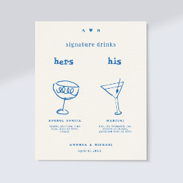 Hand plockade Namnteckning Drinks Cocktail Bröllop Poster
