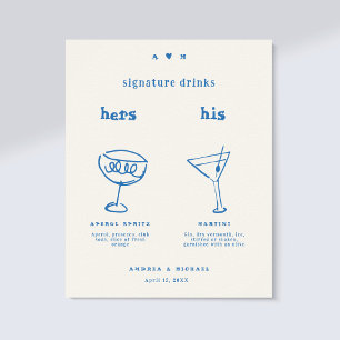 Hand plockade Namnteckning Drinks Cocktail Bröllop Poster