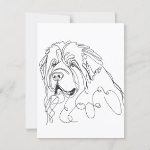 Hand plockade Newfoundland Minimalist Line Art Vykort