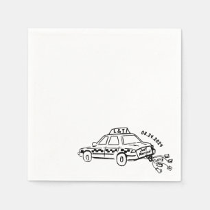 Hand plockade Ny gifta taxi Cocktail Bröllop Pappersservett
