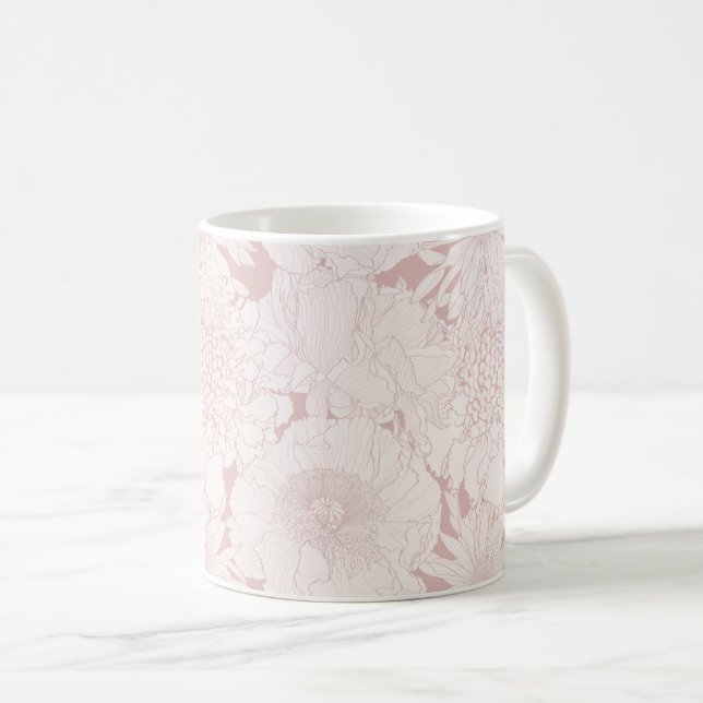 Hand plockade och tropiska blommor. kaffemugg (Framsida höger)