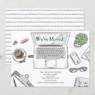 Hand plockade Office Flytta-meddelande Meddelande