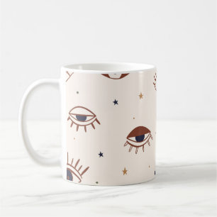 Hand plockade Öga, Mystiskt sjölöst Mönster. Evil Kaffemugg