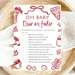 Hand plockade Oh Baby True eller False Baby Shower Inbjudningar
