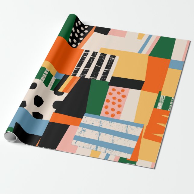 Hand plockade olika former. Abstraktens contempora Presentpapper (Utrullad)