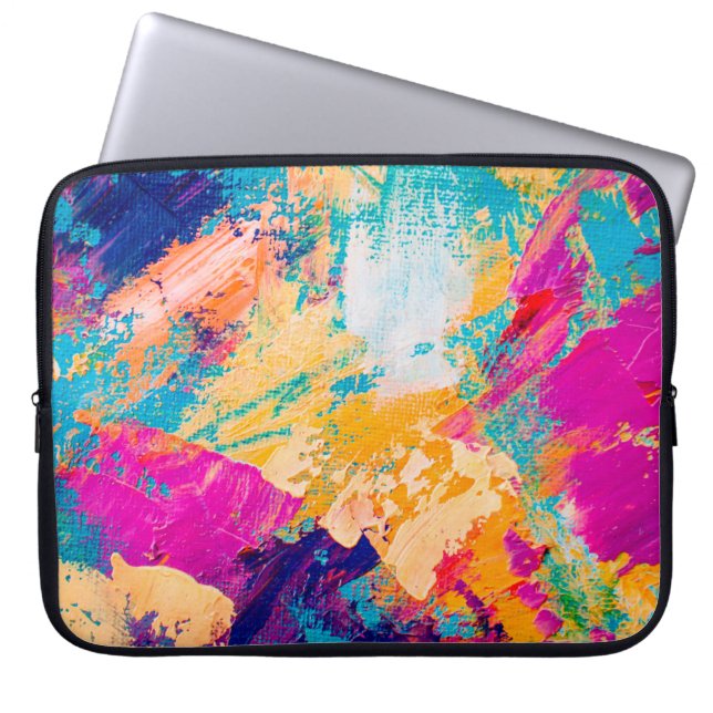 Hand plockade oljemålning. Abstrakt konsbakgrund. Laptop Fodral (Framsidan)