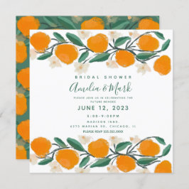 Hand plockade Orange Botaniska Abstraktens Möhippa Inbjudningar