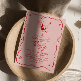 Hand plockade-ost till trettio Quirky 30års födels Inbjudningar