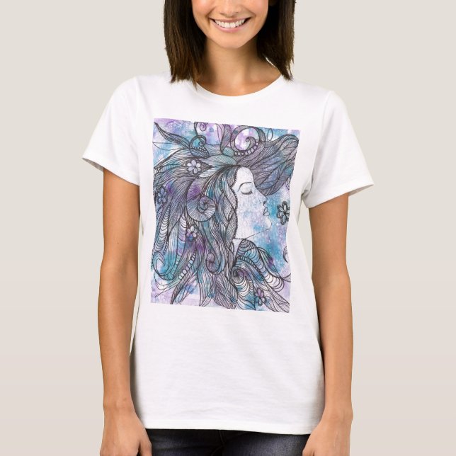 Hand plockade, övre kanten på övre kanten av bröst t-shirt (Framsida)