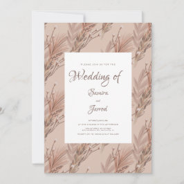 Hand plockade Pampas Mönster Botaniska Bröllop Inbjudningar