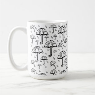 hand plockade paraply och regn kaffemugg