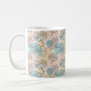 Hand plockade Pastel Blommönster Sketch Kaffemugg