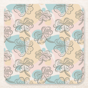 Hand plockade Pastel Blommönster Sketch Underlägg Papper Kvadrat