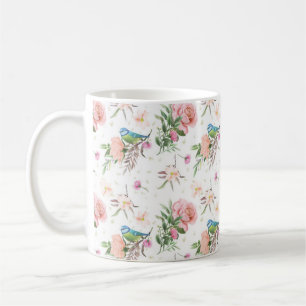 Hand plockade Pastel Rosa & Peach Flowers & Sång B Kaffemugg