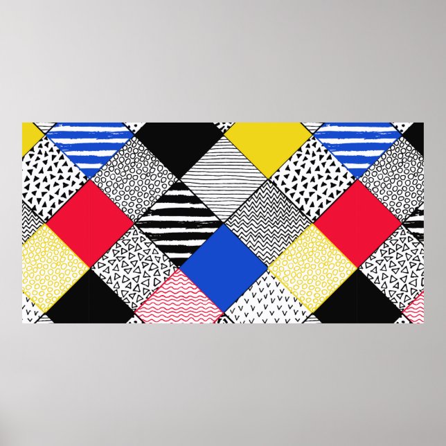 Hand plockade Patchwork Background. Barntexturerad Poster (Framsidan)