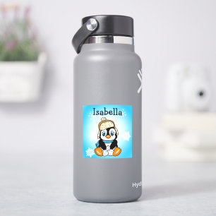 Hand plockade Penguin med snöbollar Klistermärken