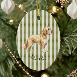 Hand plockade Pet Porträtt Sketch Golden Doodle Julgransprydnad Keramik