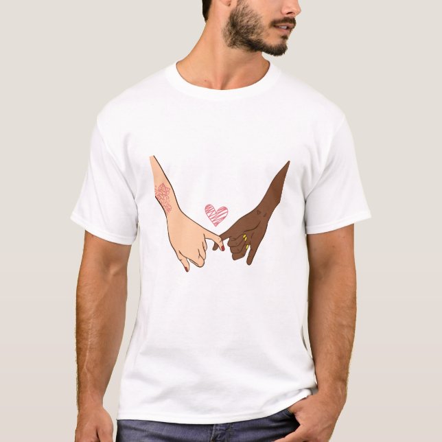 Hand plockade pinky svär pinky-utfästelse t shirt (Framsida)