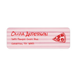 Hand plockade Pizza Rosa  Ciao Baby Baby Shower Returadress Etikett