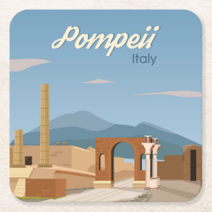 Hand plockade Pompeii Italien Ligcape Scenery Sket Underlägg Papper Kvadrat