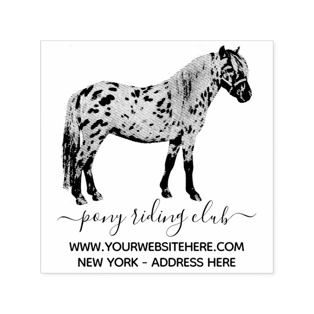 Hand plockade Pony Horse Namnteckning Lettering Självfärgande Stämpel (Design)