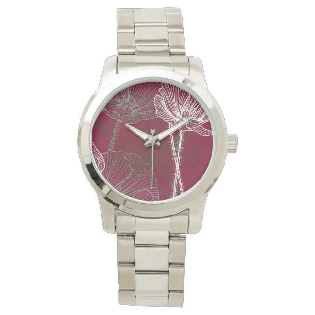 Hand plockade Poppies i rött Armbandsur (Framsida)