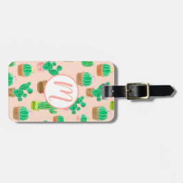 Hand plockade Poted Cactus Mönster Bagagebricka