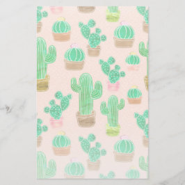 Hand plockade Poted Cactus Mönster Brevpapper