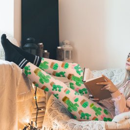 Hand plockade Poted Cactus Mönster Leggings
