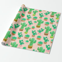 Hand plockade Poted Cactus Mönster Presentpapper