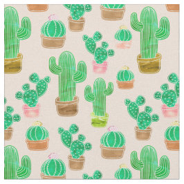 Hand plockade Poted Cactus Mönster Tyg
