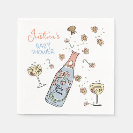 Hand plockade Presecco och Petals Baby Shower Pappersservett