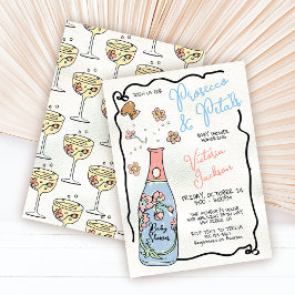 Hand plockade Presecco och Petals Baby Shower-sprä Inbjudningar
