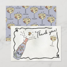 Hand plockade Presecco och Petals tackkort