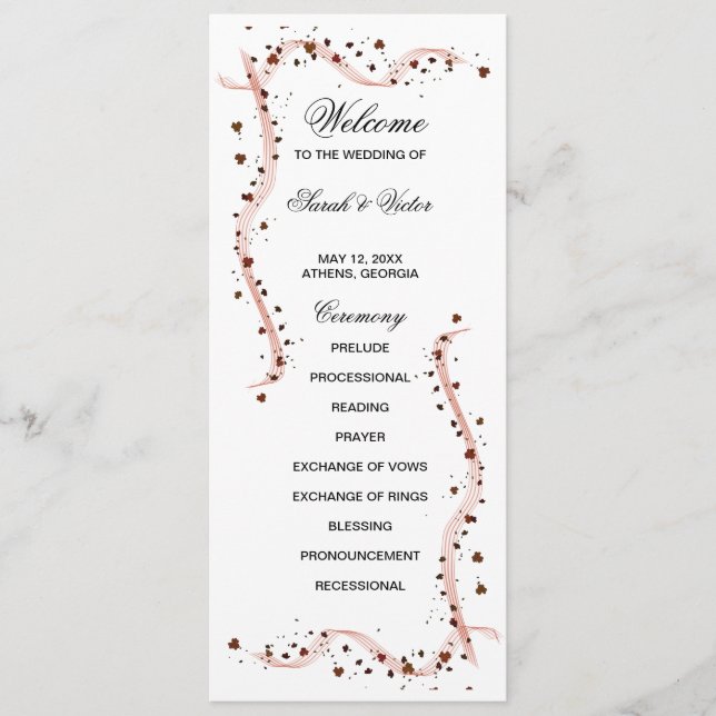 Hand plockade-programkort för dubbla av blommor program (Framsida)