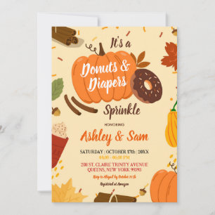 Hand plockade: Pumpkin Donuts blöjor Babyskor Inbjudningar