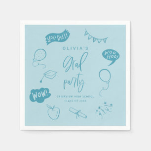 Hand plockade Quirky Blue Grad Party Pappersservett