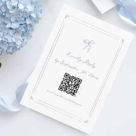 Hand plockade Quirky Dusty Blue Bröllop OSA Qr-kod Tilläggskort