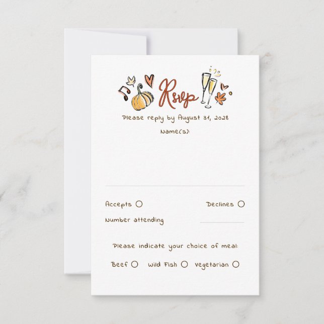 Hand plockade Quirky Funky Fall Wedding OSA kort (Framsida)